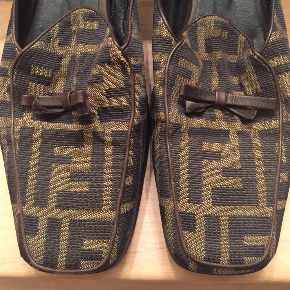 Authentic Fendi Zucca Wedge Slides/Sandals